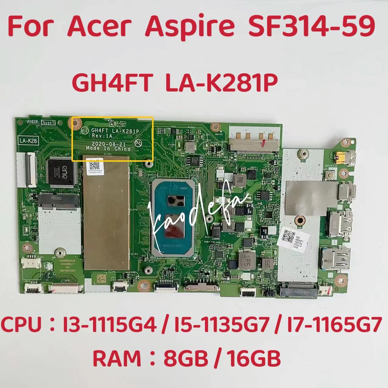 Laptop Motherboard  For Acer A - огляд і ціна Ddr4 8Gb
